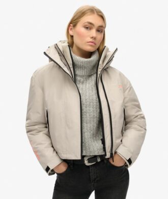 Hooded Windbreaker-Jacke mit Stickerei