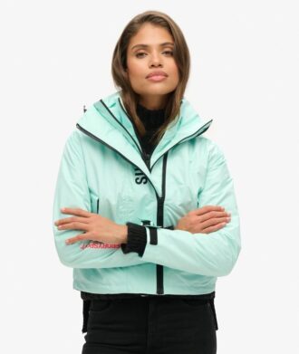 Hooded Windbreaker-Jacke mit Stickerei