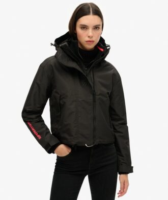 Hooded Windbreaker-Jacke mit Stickerei