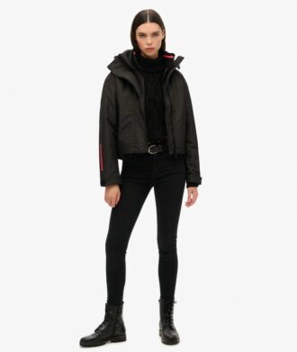 Hooded Windbreaker-Jacke mit Stickerei