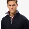 Jacob Pullover mit Zopfmuster und halbem Reißverschluss Jacob Pullover mit Zopfmuster und halbem Reißverschluss