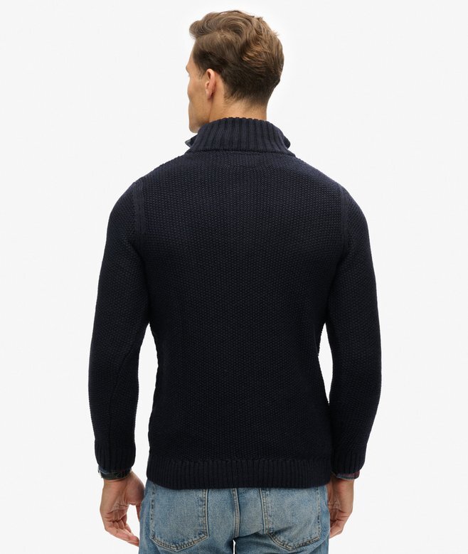 Jacob Pullover mit Zopfmuster und halbem Reißverschluss Jacob Pullover mit Zopfmuster und halbem Reißverschluss