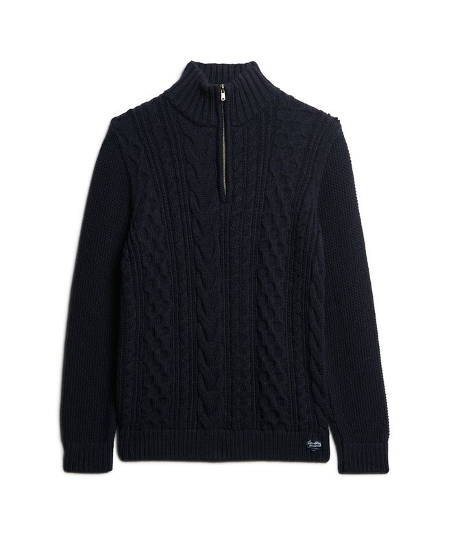 Jacob Pullover mit Zopfmuster und halbem Reißverschluss Jacob Pullover mit Zopfmuster und halbem Reißverschluss