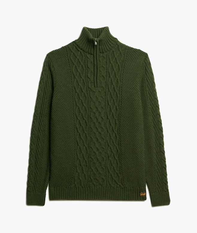 Jacob Pullover mit Zopfmuster und halbem Reißverschluss Jacob Pullover mit Zopfmuster und halbem Reißverschluss