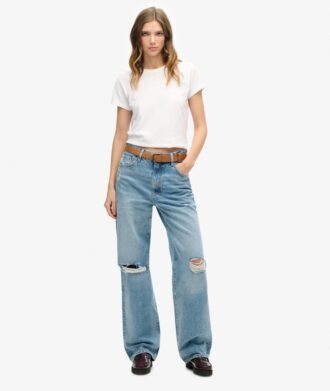 Jeans aus Organic Cotton mit weitem Bein