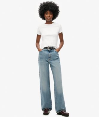 Jeans aus Organic Cotton mit weitem Bein