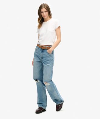Jeans aus Organic Cotton mit weitem Bein