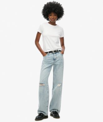 Jeans mit mittlerer Leibhöhe und weitem Bein
