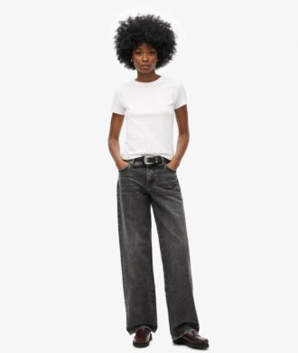 Jeans mit mittlerer Leibhöhe und weitem Bein