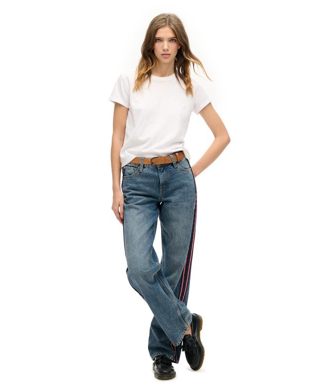 Jeans mit mittlerer Leibhöhe und weitem Bein Jeans mit mittlerer Leibhöhe und weitem Bein