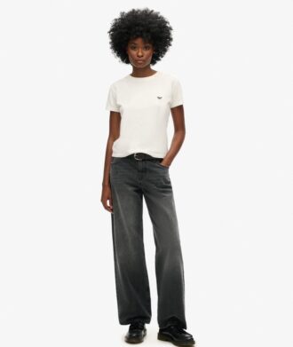 Jeans mit mittlerer Leibhöhe und weitem Bein