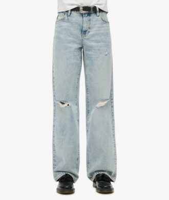 Jeans mit mittlerer Leibhöhe und weitem Bein