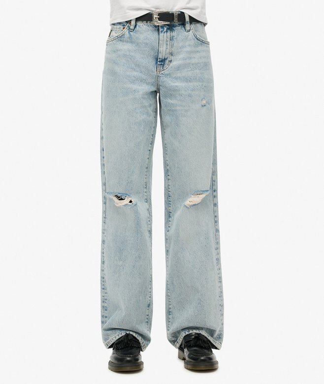Jeans mit mittlerer Leibhöhe und weitem Bein Jeans mit mittlerer Leibhöhe und weitem Bein