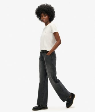 Jeans mit mittlerer Leibhöhe und weitem Bein