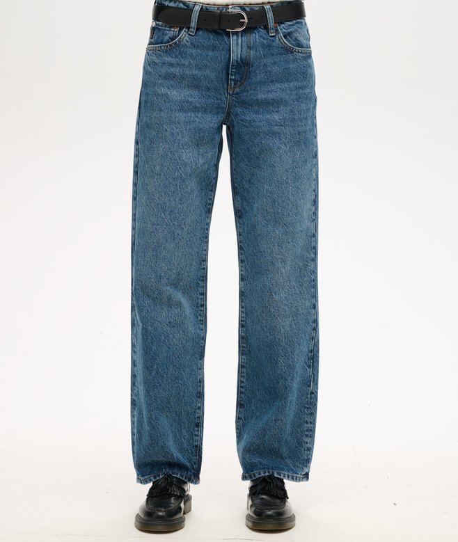 Jeans mit mittlerer Leibhöhe und weitem Bein Jeans mit mittlerer Leibhöhe und weitem Bein