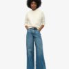 Jeans mit weitem Bein und unversäubertem Saum