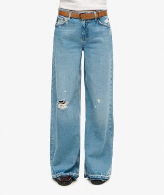 Jeans mit weitem Bein und unversäubertem Saum