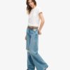Jeans mit weitem Bein und unversäubertem Saum