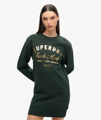 Jersey-Kleid mit luxuriösem Metallic-Logo