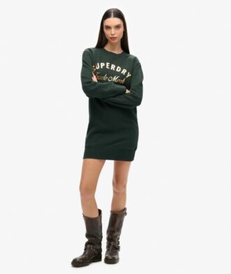 Jersey-Kleid mit luxuriösem Metallic-Logo