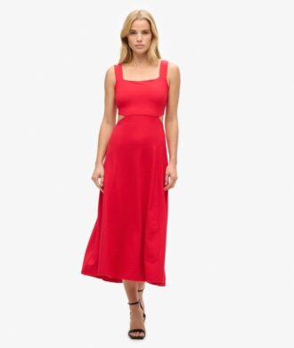Jersey-Midi-Kleid mit Ausschnitt