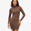 Jersey-Mini-Kleid mit hohem Kragen und langen Ärmeln