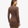 Jersey-Mini-Kleid mit hohem Kragen und langen Ärmeln
