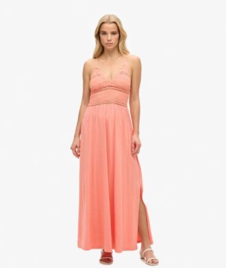 Jersey-Spitzen-Maxikleid