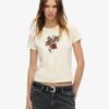 Kleines, figurbetontes Tattoo-Strass-T-Shirt
