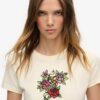 Kleines, figurbetontes Tattoo-Strass-T-Shirt