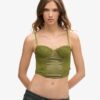 Korsett-Oberteil aus Satin und Mesh-Spitze