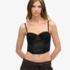 Korsett-Oberteil aus Satin und Mesh-Spitze