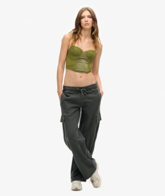 Korsett-Oberteil aus Satin und Mesh-Spitze