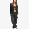 Korsett-Oberteil aus Satin und Mesh-Spitze