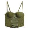 Korsett-Oberteil aus Satin und Mesh-Spitze