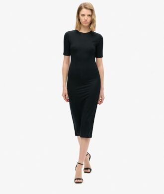 Kurzärmeliges Midi-Jersey-Kleid