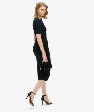 Kurzärmeliges Midi-Jersey-Kleid