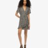 Kurzärmeliges Mini-Wickelkleid mit Print