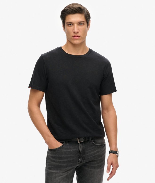 Kurzärmeliges Slub-T-Shirt mit Rundhalsausschnitt Kurzärmeliges Slub-T-Shirt mit Rundhalsausschnitt