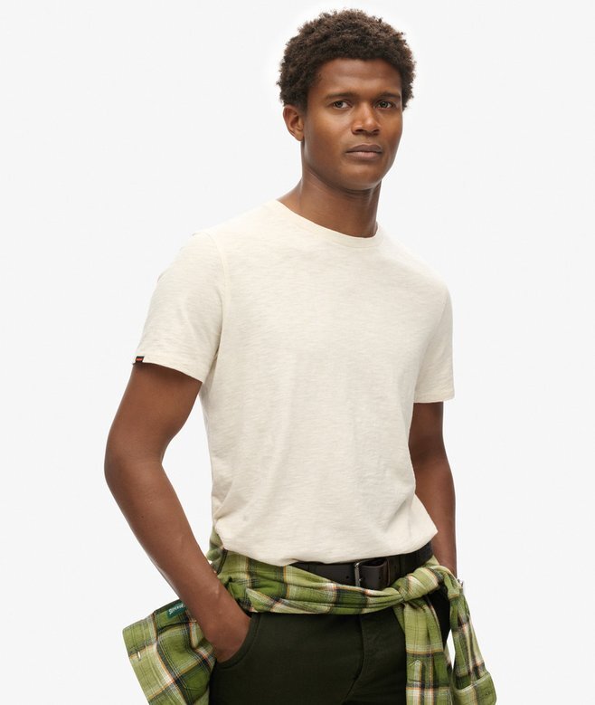 Kurzärmeliges Slub-T-Shirt mit Rundhalsausschnitt Kurzärmeliges Slub-T-Shirt mit Rundhalsausschnitt