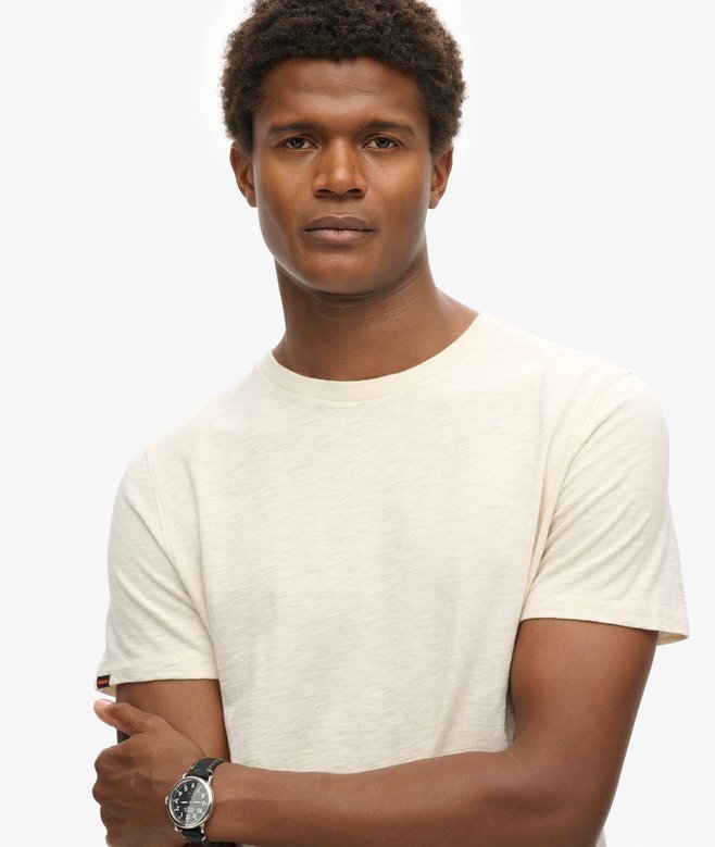 Kurzärmeliges Slub-T-Shirt mit Rundhalsausschnitt Kurzärmeliges Slub-T-Shirt mit Rundhalsausschnitt