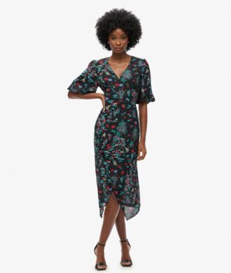 Kurzärmeliges, transparentes Midikleid
