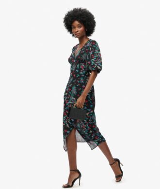 Kurzärmeliges, transparentes Midikleid