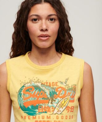 La Vintage Logo Graphic Slim Vest Top