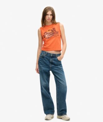 La Vintage Logo Graphic Slim Vest Top