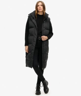 Lange Hooded Puffer-Weste