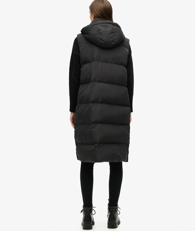Lange Hooded Puffer-Weste Lange Hooded Puffer-Weste