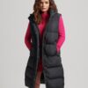 Lange, wattierte Hooded-Weste