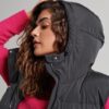 Lange, wattierte Hooded-Weste