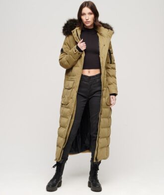 Langer Hooded Parka aus Kunstfell